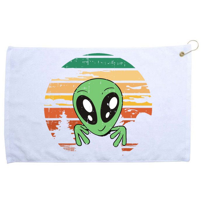 Funny Alien Halloween Costume Retro UFO Grommeted Golf Towel