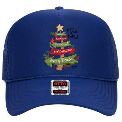 Foundation And He Will Be Called Christian Christmas High Crown Mesh Back Trucker Hat