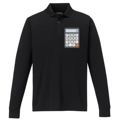 Funny Accountant Halloween Costume Outfit Math Calculator Performance Long Sleeve Polo