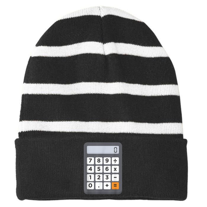 Funny Accountant Halloween Costume Outfit Math Calculator Striped Beanie with Solid Band