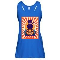 Funny Anime Halloween Cat Lover Otaku Retro Japanese Style Ladies Essential Flowy Tank