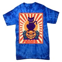 Funny Anime Halloween Cat Lover Otaku Retro Japanese Style Tie-Dye T-Shirt