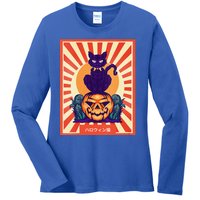 Funny Anime Halloween Cat Lover Otaku Retro Japanese Style Ladies Long Sleeve Shirt