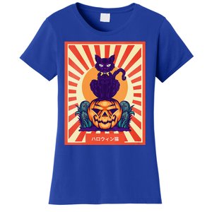 Funny Anime Halloween Cat Lover Otaku Retro Japanese Style Women's T-Shirt