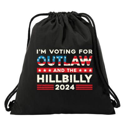 Felon And Hillbilly 24 Pro Trump 2024 Flag Funny Political Drawstring Bag