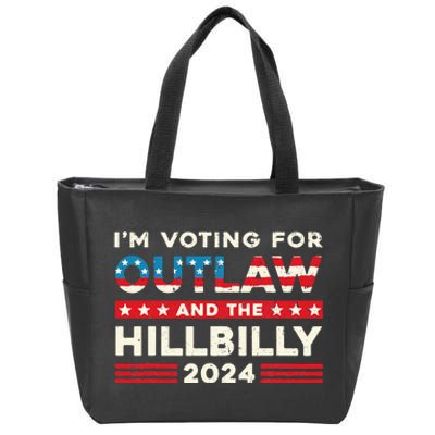 Felon And Hillbilly 24 Pro Trump 2024 Flag Funny Political Zip Tote Bag