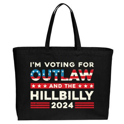 Felon And Hillbilly 24 Pro Trump 2024 Flag Funny Political Cotton Canvas Jumbo Tote