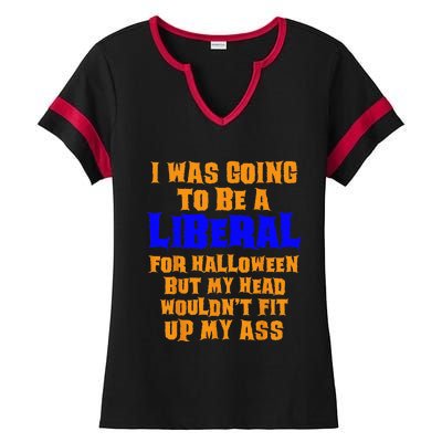 Funny AntiLiberal Halloween Costume Gag Ladies Halftime Notch Neck Tee