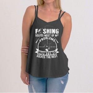 Fishing And Hunting Solves My Problems Women's Strappy Tank