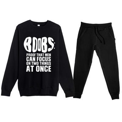 Funny Adult Humor Boobs Gift Cool Rude Naughty Boobies Gag Premium Crewneck Sweatsuit Set