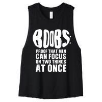 Funny Adult Humor Boobs Gift Cool Rude Naughty Boobies Gag Women's Racerback Cropped Tank