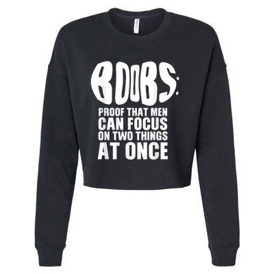 Funny Adult Humor Boobs Gift Cool Rude Naughty Boobies Gag Cropped Pullover Crew