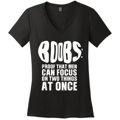 Funny Adult Humor Boobs Gift Cool Rude Naughty Boobies Gag Women's V-Neck T-Shirt