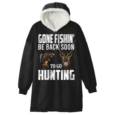 Fishing And Hunting Funny Fish Deer Hunter Gag Gift Gift Hooded Wearable Blanket