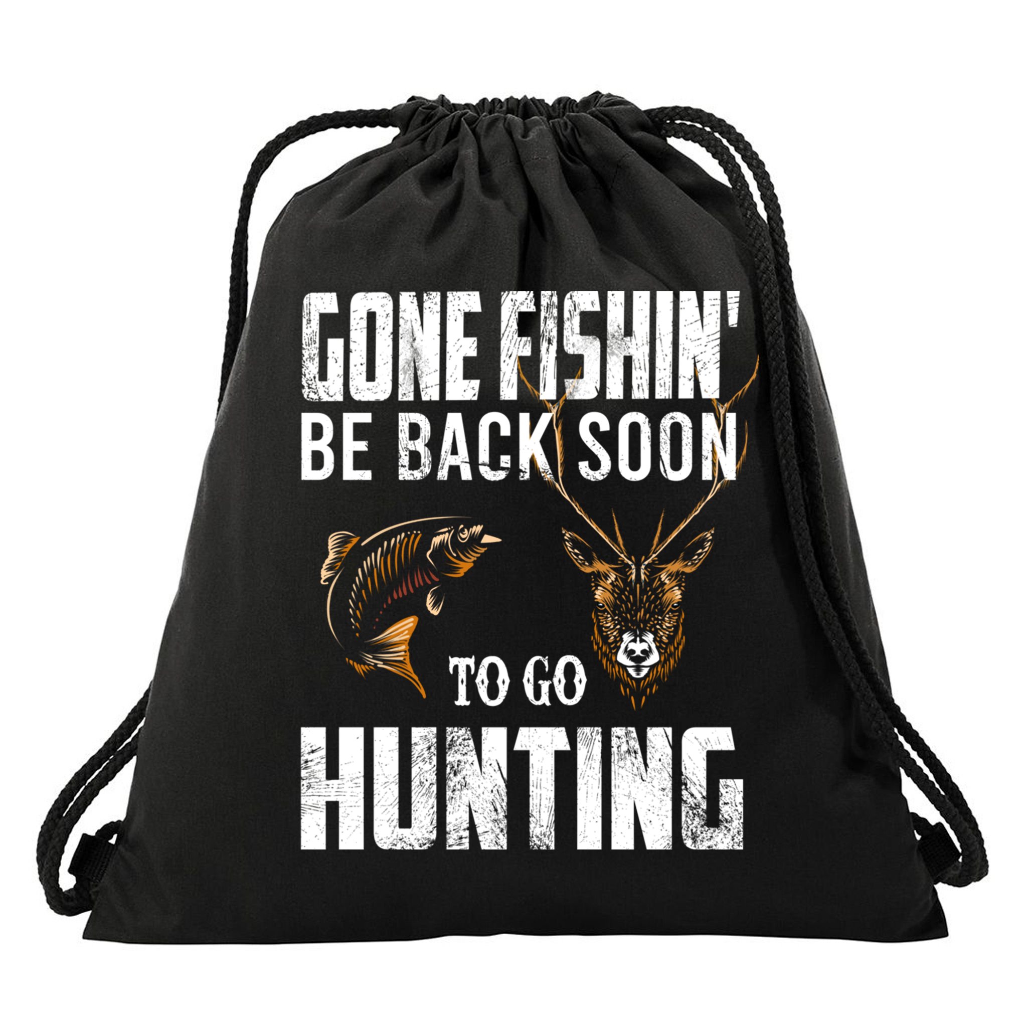 Fishing And Hunting Funny Fish Deer Hunter Gag Gift Gift Drawstring Bag