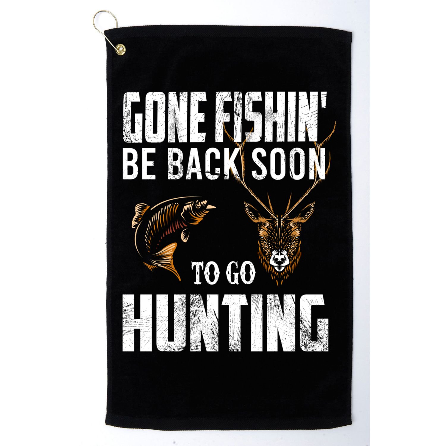Fishing And Hunting Funny Fish Deer Hunter Gag Gift Gift Golf Towel