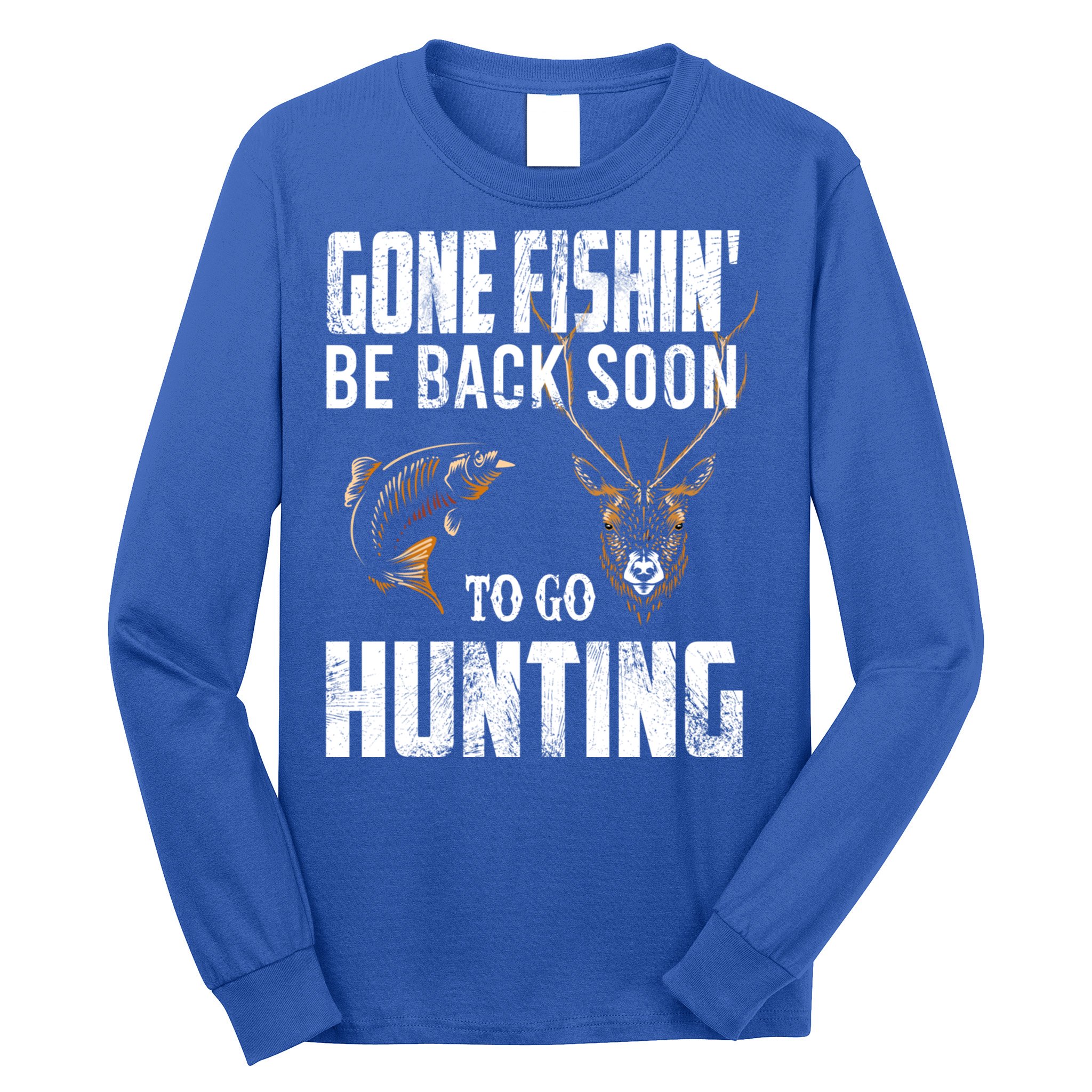 Fishing And Hunting Funny Fish Deer Hunter Gag Gift Gift Long Sleeve Shirt
