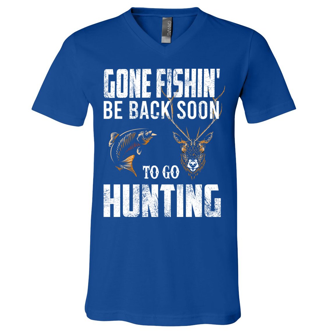 Fishing And Hunting Funny Fish Deer Hunter Gag Gift Gift V-Neck T-Shirt