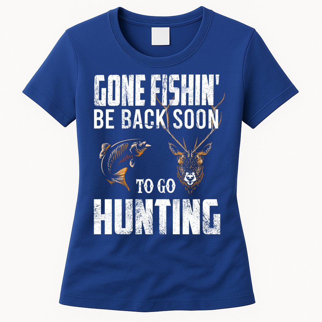 Fishing And Hunting Funny Fish Deer Hunter Gag Gift Gift Womens T-Shirt