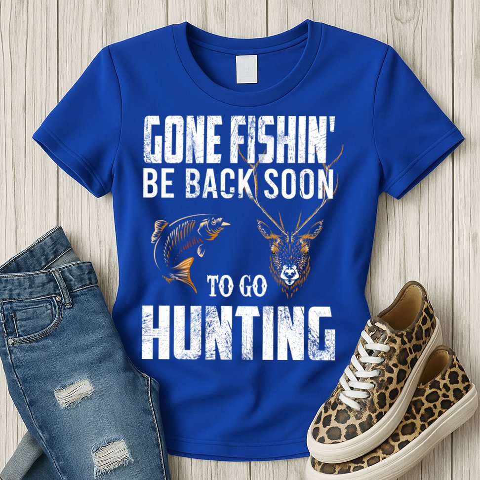Fishing And Hunting Funny Fish Deer Hunter Gag Gift Gift Womens T-Shirt
