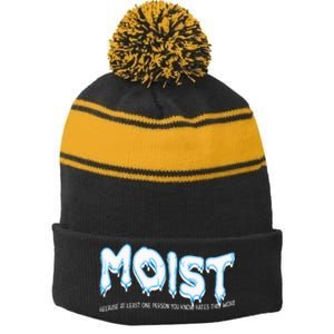 Funny Adult Humor Moist Stripe Pom Pom Beanie