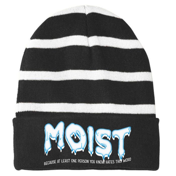 Funny Adult Humor Moist Striped Beanie with Solid Band