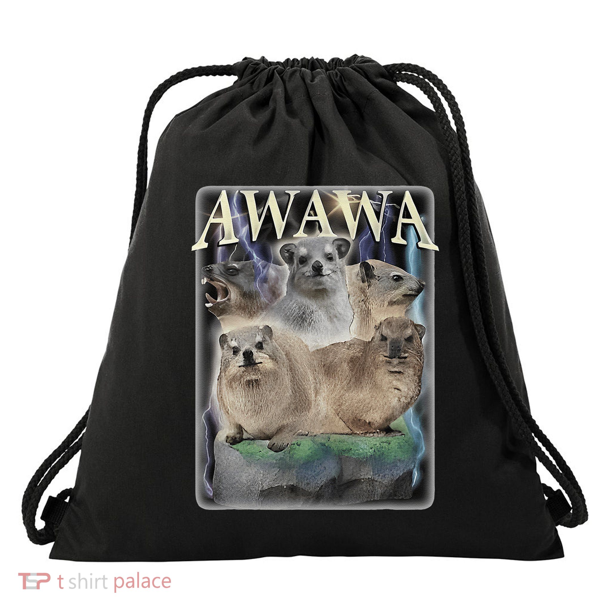 Funny Awawa Hyrax Oddly Specific Meme Animal For Family Drawstring Bag