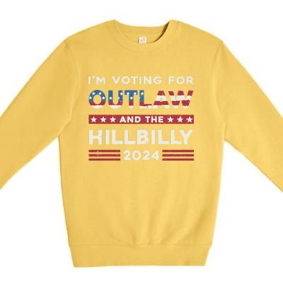 Felon And Hillbilly 24 Pro Trump 2024 Flag Funny Political Premium Crewneck Sweatshirt