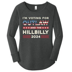 Felon And Hillbilly 24 Pro Trump 2024 Flag Funny Political Women's Perfect Tri Tunic Long Sleeve Shirt