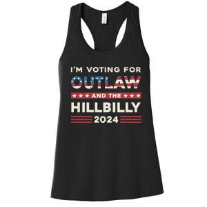 Felon And Hillbilly 24 Pro Trump 2024 Flag Funny Political Women's Racerback Tank