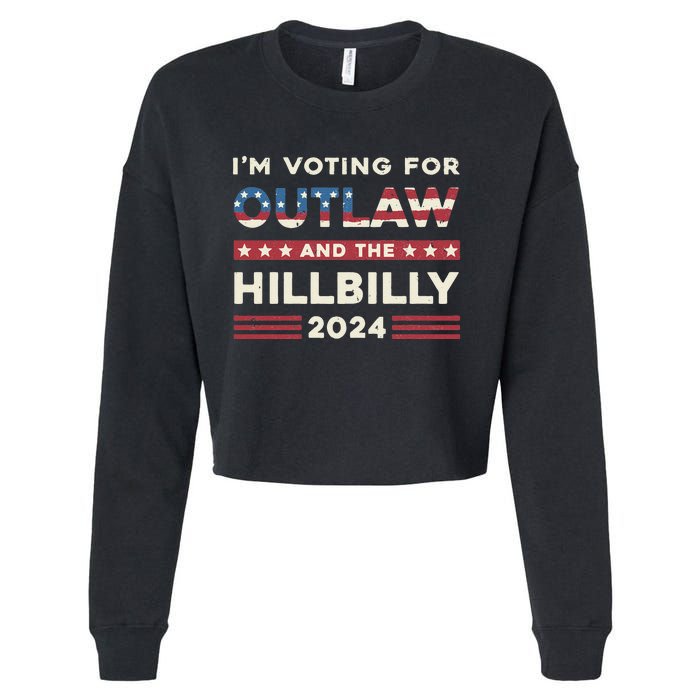 Felon And Hillbilly 24 Pro Trump 2024 Flag Funny Political Cropped Pullover Crew