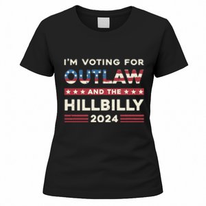 Felon And Hillbilly 24 Pro Trump 2024 Flag Funny Political Women's T-Shirt