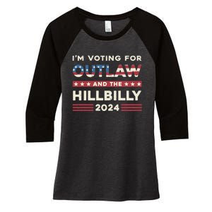 Felon And Hillbilly 24 Pro Trump 2024 Flag Funny Political Women's Tri-Blend 3/4-Sleeve Raglan Shirt