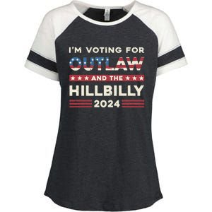 Felon And Hillbilly 24 Pro Trump 2024 Flag Funny Political Enza Ladies Jersey Colorblock Tee