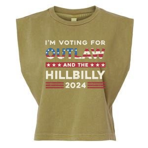 Felon And Hillbilly 24 Pro Trump 2024 Flag Funny Political Garment-Dyed Women's Muscle Tee