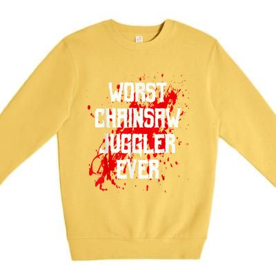 Funny Ampu Hand Arm Amputation Worst Chainsaw Juggler Premium Crewneck Sweatshirt