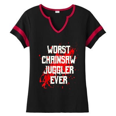 Funny Ampu Hand Arm Amputation Worst Chainsaw Juggler Ladies Halftime Notch Neck Tee