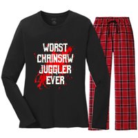 Funny Ampu Hand Arm Amputation Worst Chainsaw Juggler Women's Long Sleeve Flannel Pajama Set 