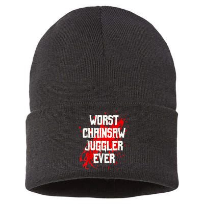 Funny Ampu Hand Arm Amputation Worst Chainsaw Juggler Sustainable Knit Beanie
