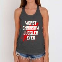 Funny Ampu Hand Arm Amputation Worst Chainsaw Juggler Women's Knotted Racerback Tank