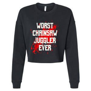 Funny Ampu Hand Arm Amputation Worst Chainsaw Juggler Cropped Pullover Crew