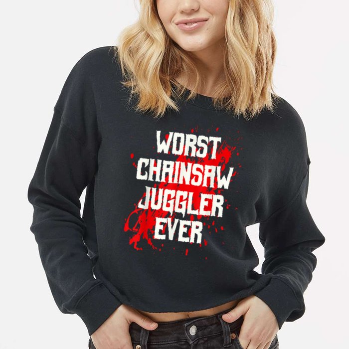 Funny Ampu Hand Arm Amputation Worst Chainsaw Juggler Cropped Pullover Crew