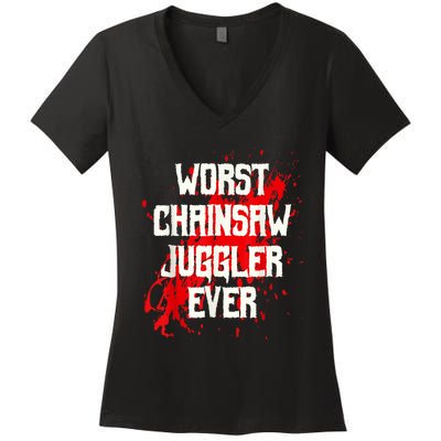 Funny Ampu Hand Arm Amputation Worst Chainsaw Juggler Women's V-Neck T-Shirt