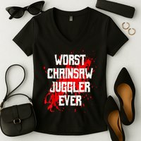 Funny Ampu Hand Arm Amputation Worst Chainsaw Juggler Women's V-Neck T-Shirt