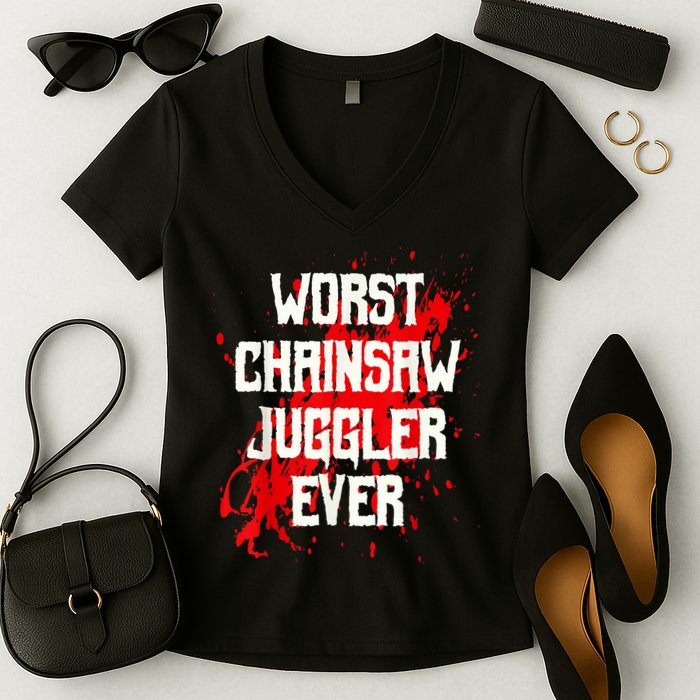 Funny Ampu Hand Arm Amputation Worst Chainsaw Juggler Women's V-Neck T-Shirt