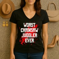 Funny Ampu Hand Arm Amputation Worst Chainsaw Juggler Women's V-Neck T-Shirt