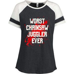 Funny Ampu Hand Arm Amputation Worst Chainsaw Juggler Enza Ladies Jersey Colorblock Tee