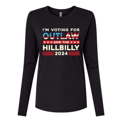 Felon And Hillbilly 24 Pro Trump 2024 Flag Funny Political Womens Cotton Relaxed Long Sleeve T-Shirt