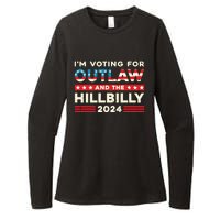 Felon And Hillbilly 24 Pro Trump 2024 Flag Funny Political Womens CVC Long Sleeve Shirt