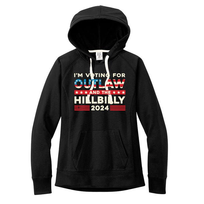 Felon And Hillbilly 24 Pro Trump 2024 Flag Funny Political Women's Fleece Hoodie